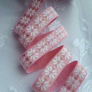 5 Meter Pink Foe Fold Over elastisches Band Weiß Stirnbänder Handwerk nähen 16 mm