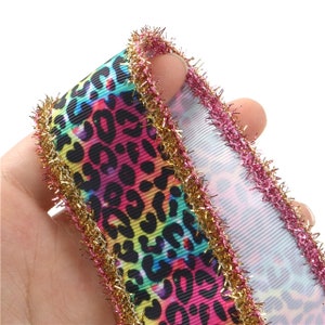 2 Meters Tinsel Edged Grosgrain Ribbon Florist Cake Christmas Gift Wrap Craft 25 mm