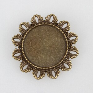 3 pcs Vintage Brooch Cabochon Tray Setting Frame Bronze Bezel Blank Badge Pendant DIY