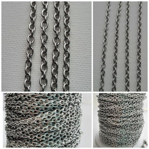 304 Stainless Steel Cable Chain Oval Unwelded Soldered Jewelery Necklace Bracelet Making Finding Fashion