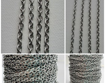 304 Stainless Steel Cable Chain Oval Unwelded Soldered Jewelery Necklace Bracelet Making Finding Fashion