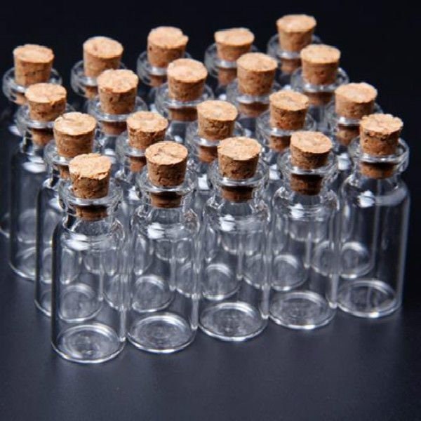 0.6-20 ML Medium Small Mini Cork Stopper Glass Bottles Spell Jar Clear Empty Vials Pagan Wedding Party Diy