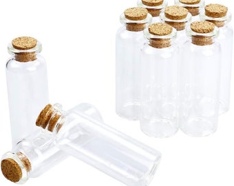 0.6-20 ML Medium Small Mini Cork Stopper Glass Bottles Spell Jar Clear Empty Vials Pagan Wedding Party Diy