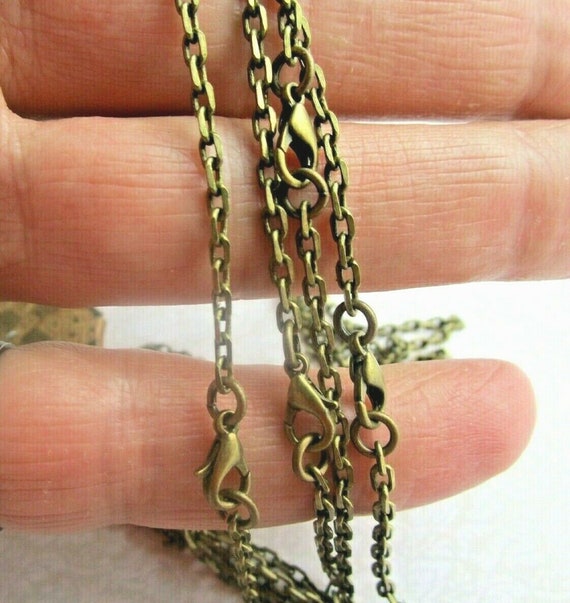 4 Pcs Custom Plain Brass Antique Bronze Color Chain Necklaces Etsy