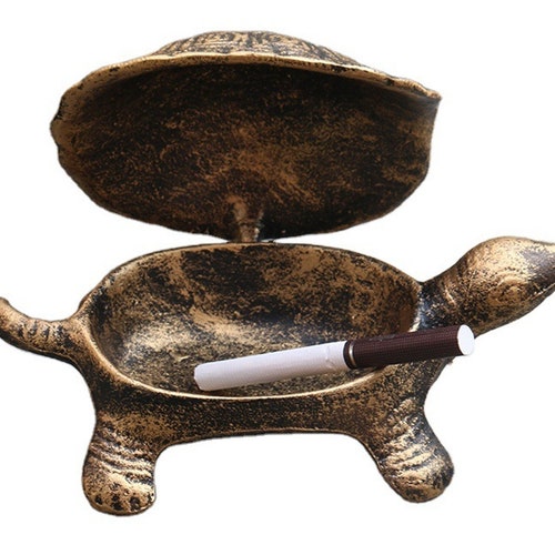 Cute Turtle Ashtray With Lid Alloy Etsy