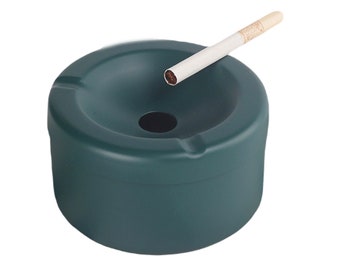 Metal Shorty Ashtray with Funnel Lid Stainless Steel