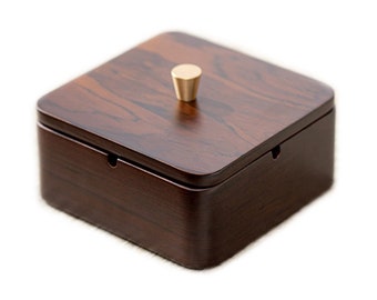 Outdoor Ashtray with Lid Wooden Smokeless (square or round)