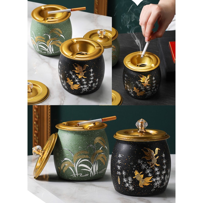 Cool Ashtray With Lid for Outdoor Stainless Steel Smokeless Etsy