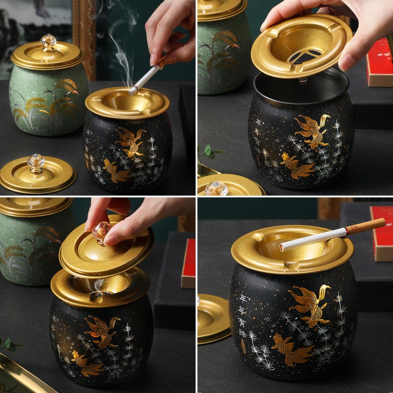 Cool Ashtray With Lid for Outdoor Stainless Steel Smokeless Etsy