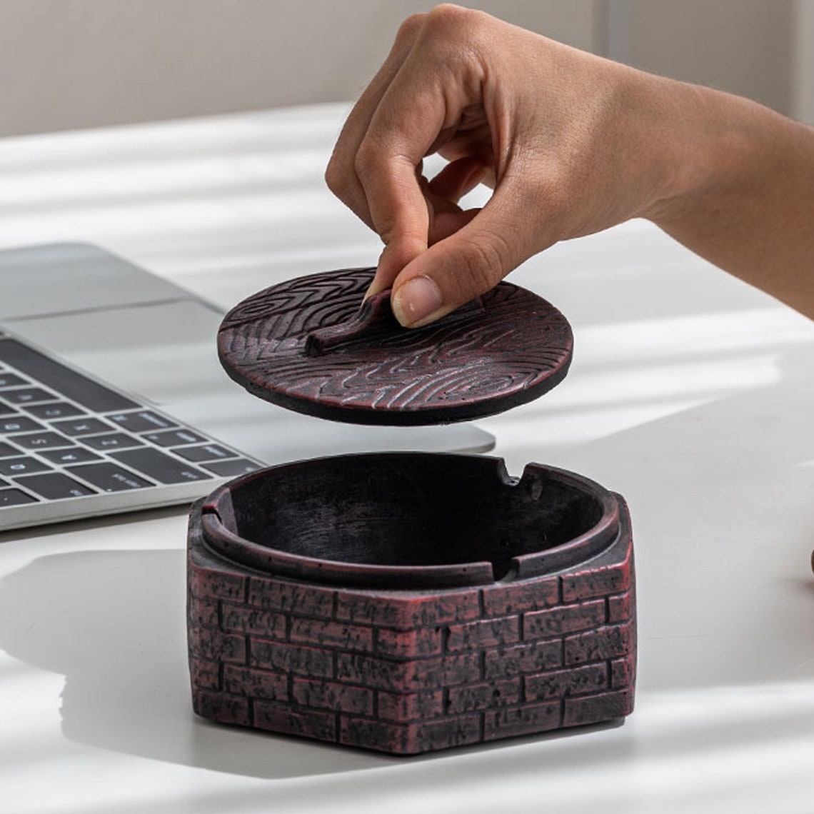 Smokeless Outdoor Ashtray With Lid Retro Resin Etsy