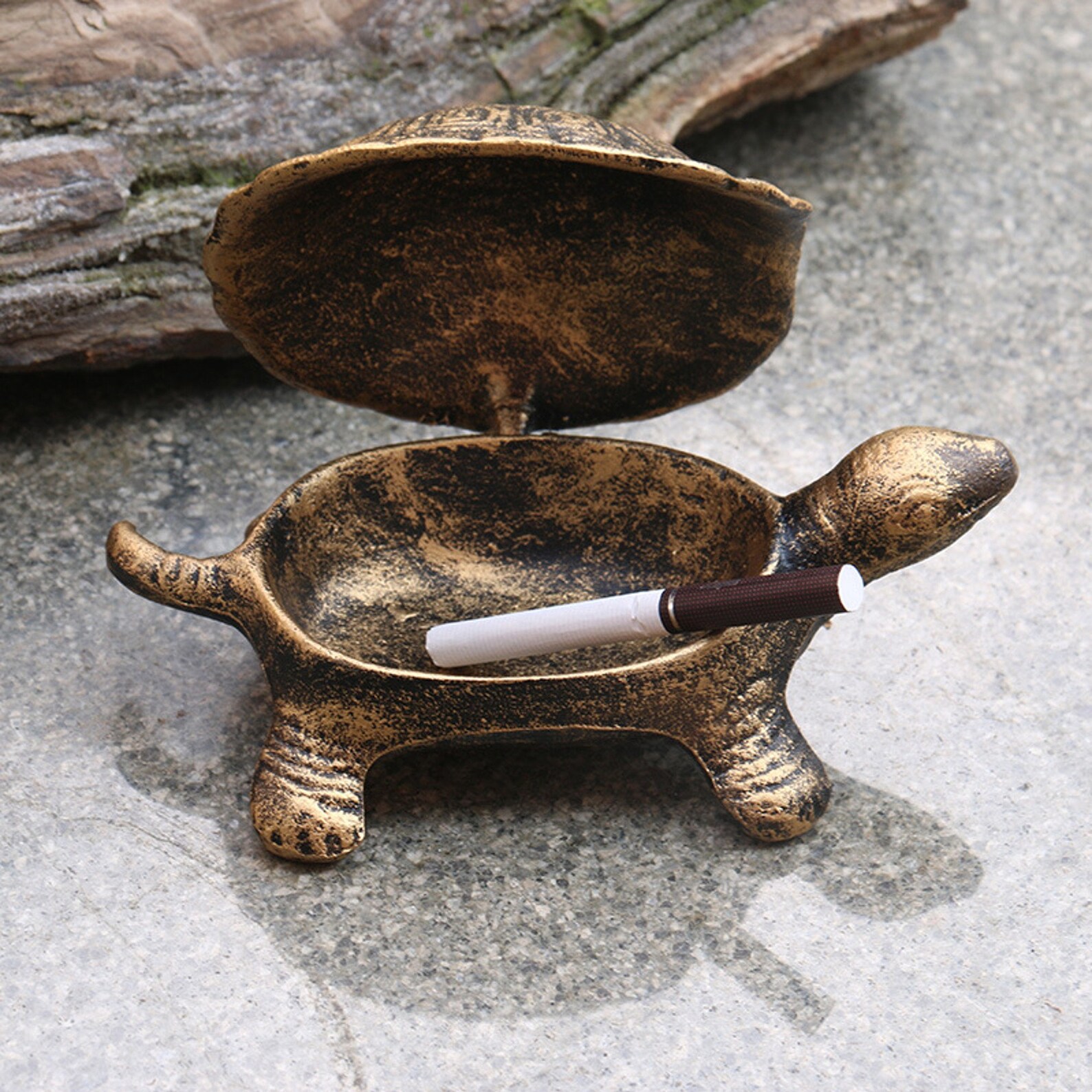 Retro Tortoise Ashtray With Lid Etsy
