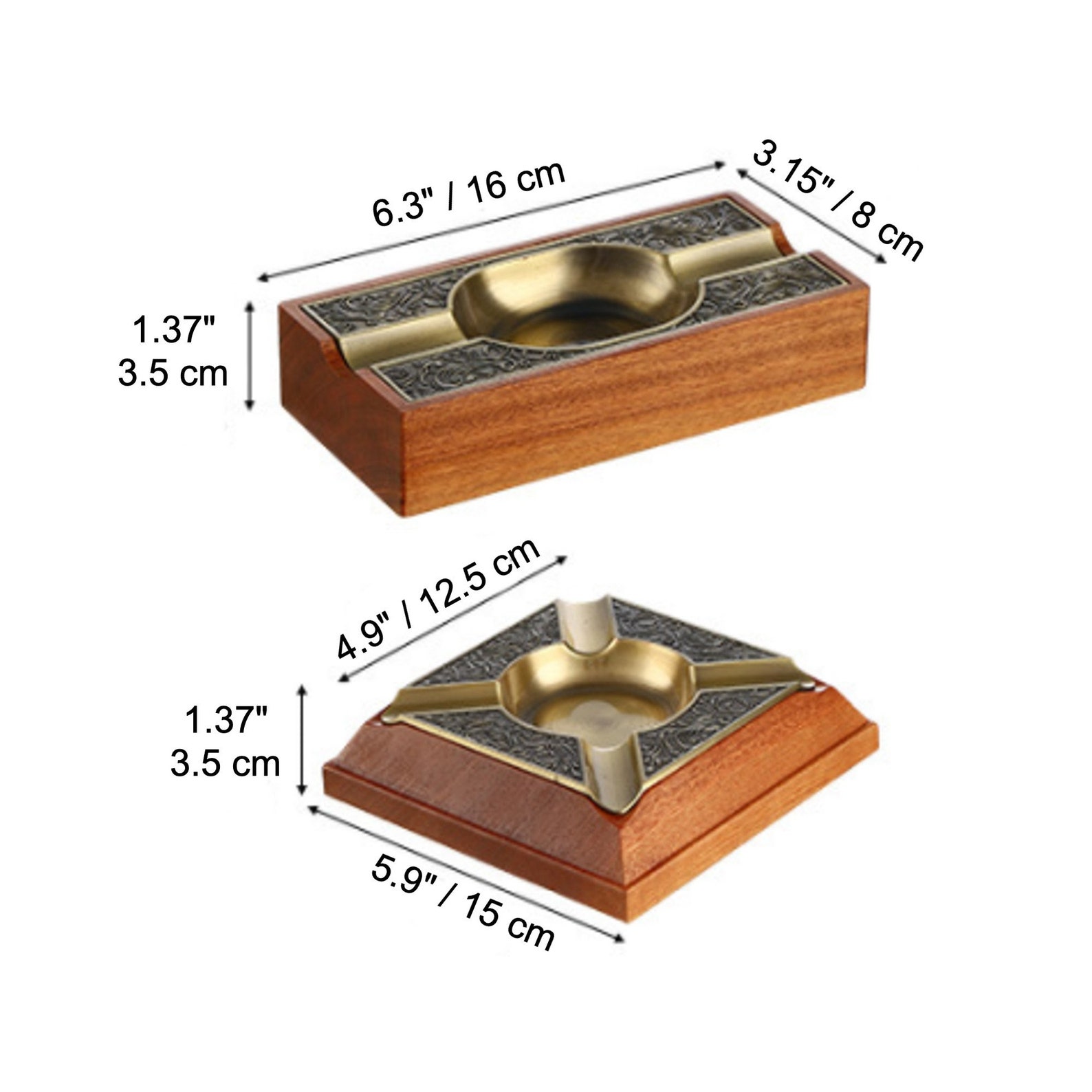 Vintage Cigar Ashtray Wooden 2 Elegant Styles Etsy