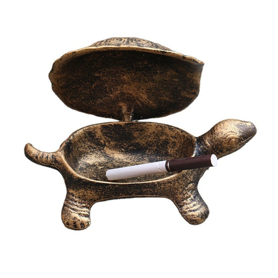 Retro Tortoise Ashtray With Lid Etsy