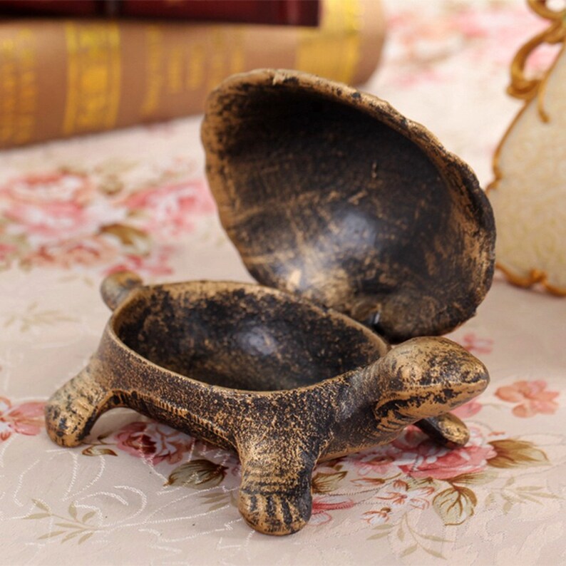 Retro Tortoise Ashtray With Lid Etsy