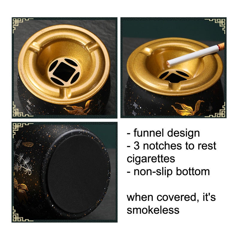 Cool Ashtray With Lid for Outdoor Stainless Steel Smokeless Etsy