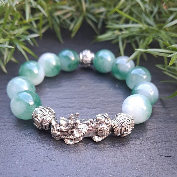 Lucky Pixiu, Green Jasper, Feng Shui Bracelet, Lucky Chinese Dragon, Luck Bracelet, Wealth Bracelet, Fortune Bracelet, Gemstone Bracelet