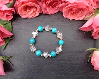 Pulsera de turquesa: piedra natal de diciembre, hecha a mano.
