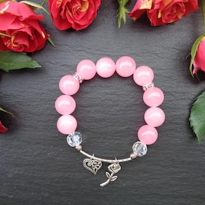 Rose Quartz Bracelet, Love Bracelet, Pink Gemstone Bracelet, Pink Bracelet, Gift for Her, Bracelet for her, Gemstone Bracelet
