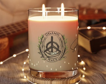 Scented Candle - Full Glass, 11oz  Exclusive Peace design, signature peace design, designer candle
