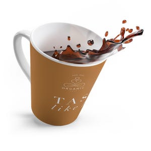 Taste Like Peace Latte Mug, Coffee Cup, Gift for Tea Lovers, Brown Ceramic Mug, Cozy Kitchen Decor, Inspirational Mug