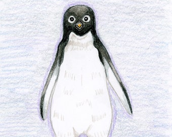 Penguin Print, Penguin Art, Winter Art, Penguin Drawing