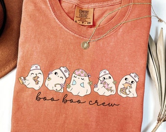 Comfort Colors® Boo Boo Crew Shirt, Halloween Nurse Shirt, Halloween Medical Shirt, Nurse Ghost Shirt, Ghost Shirt for Women, Cute Ghost Tee