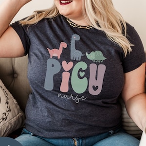 PICU Nurse Shirt with Dinosaurs: Pediatric ICU Crewneck