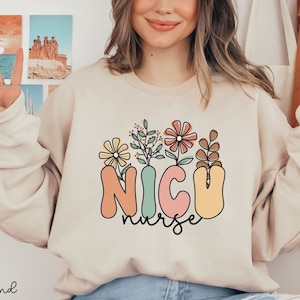 Sweatshirt NICU-verpleegster Wildflowers: cadeau Groovy neonatale intensive care