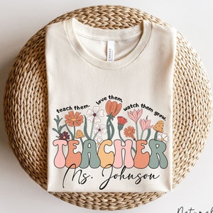 Personalized Teacher Shirt: Retro Wildflowers, Custom Crewneck Gift