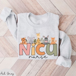 NICU Nurse Sweatshirt Gift, NICU Sweatshirt with Baby Animals, Neonatal Icu Nurse Sweatshirt, Nicu Crewneck, Neonatal Intensive Care