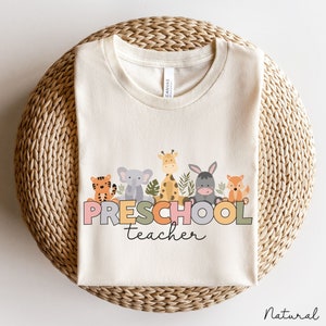 Lehrerin Shirt mit Tieren, Vorschul-Crew-Shirt, Vorschullehrerin Squad, Back to School Shirt, Erster Schultag, Grundschule