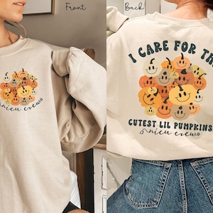 NICU-sweatshirt verpleegster Halloween: schattigste pompoentjes met ronde hals