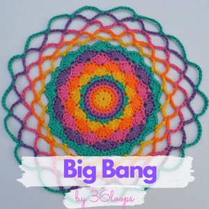 Big Bang - crochet pattern mandala PDF - English detailed instructions with photos of each round, instant download