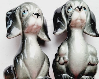 VINTAGE Ceramic Puppy Dog Salt & Pepper Shakers, Adorable Mid Century Puppy Love,  Kitsch, Kitchen Decor, Unusual Gift, (Pre-owned)