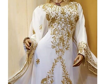 Sale Royal Abaya Evening Moroccan Dubai Bedded Kaftan Arabian Plus Size Abaya Party Fancy Dresses African Clothing Aari Embroidered Work 058