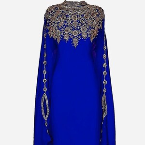 SALE!! New Royal Blue Islamic Modern Elegant Dubai Moroccan caftan Arabic Party Wear Beach Kaftan Maxi Floor Length Takshita Wear Dresses