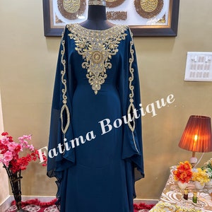 Sale!! Luxury Royal Gold Crystal Work Islamic Modern Elegant Dubai Moroccan caftan Arabic Party Kaftan Takshita Wear Wedding Dresses 524