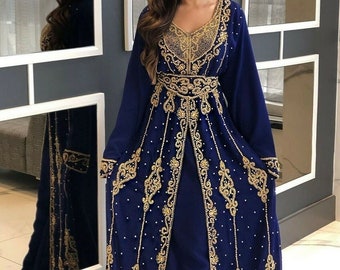 Königliche marokkanische Dubai Kaftan Arabisch Abaya Maxi Hand Perlen Kaftan Farasha Bodenlangen Party Hochzeitskleid Strand Stilvolle Jalabiya Frauen