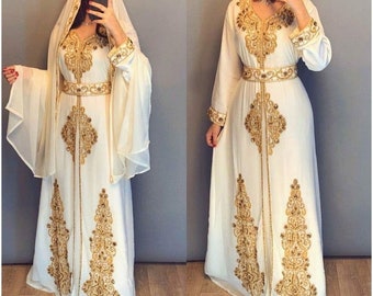 Dubai Caftano marocchino Arabo Abaya Maxi Caftano con perline Farasha Lunghezza del pavimento Abito da festa Abito da sposa Spiaggia Elegante Jalabiya Abiti da donna