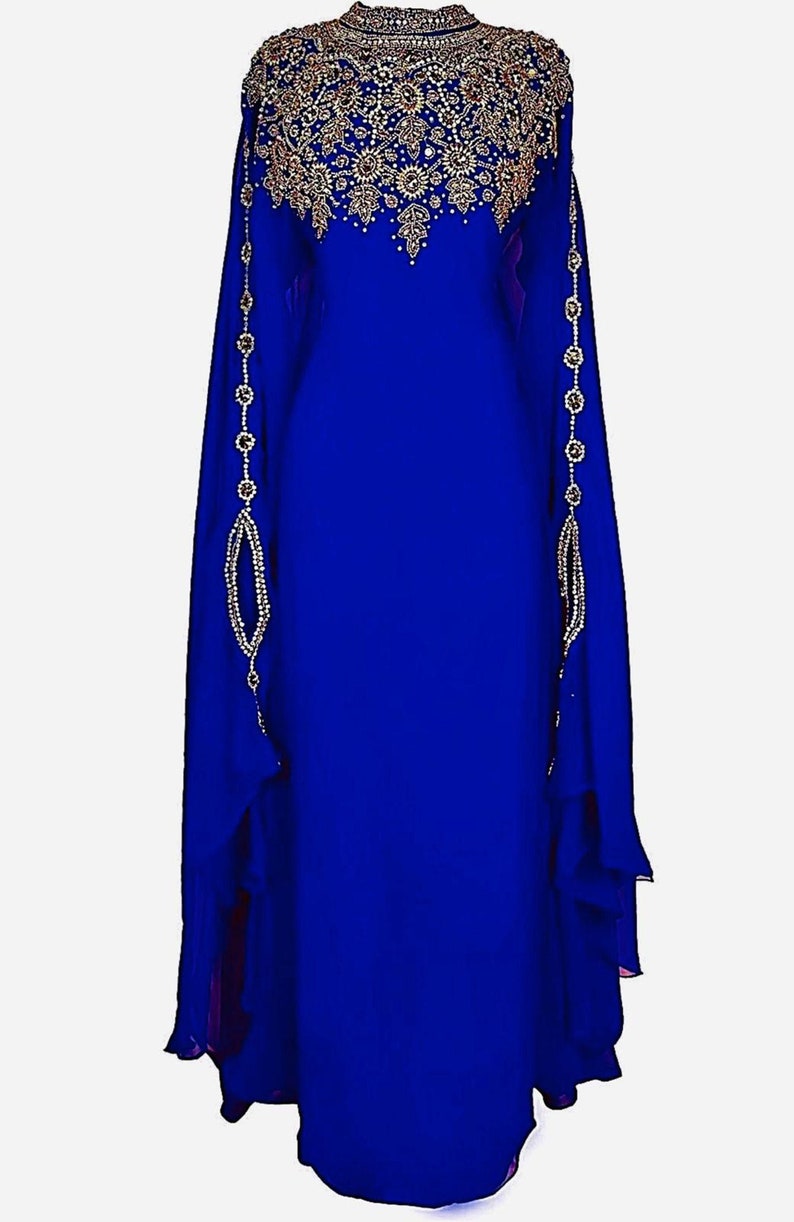 SALE!! New Royal Blue Islamic Modern Elegant Dubai Moroccan caftan Arabic Party Wear Beach Kaftan Maxi Floor Length Takshita Wear Dresses 