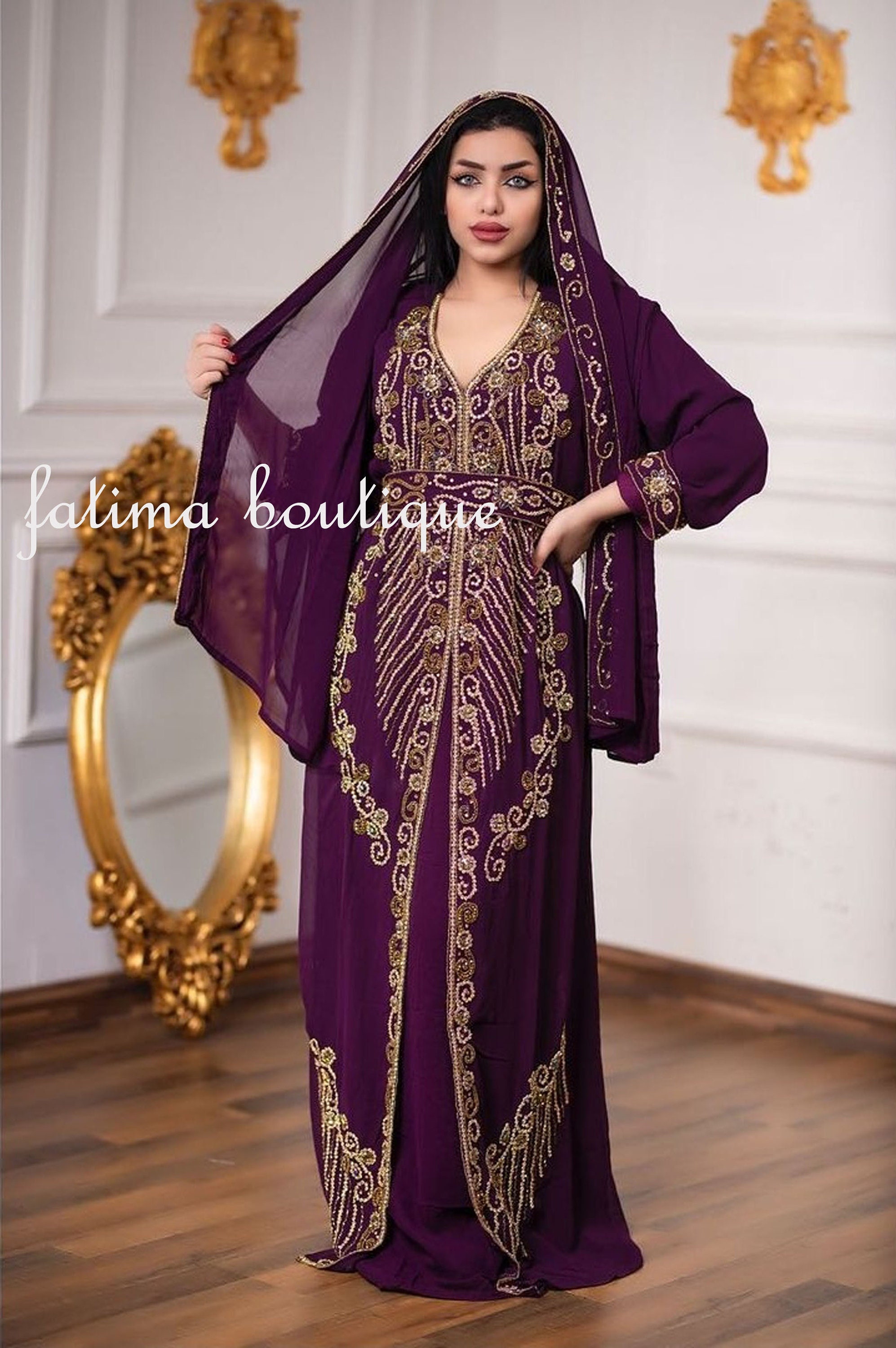Wine cotton silk dress with embroidered dupatta - set of two by The  Anarkali Shop | The Secret Label