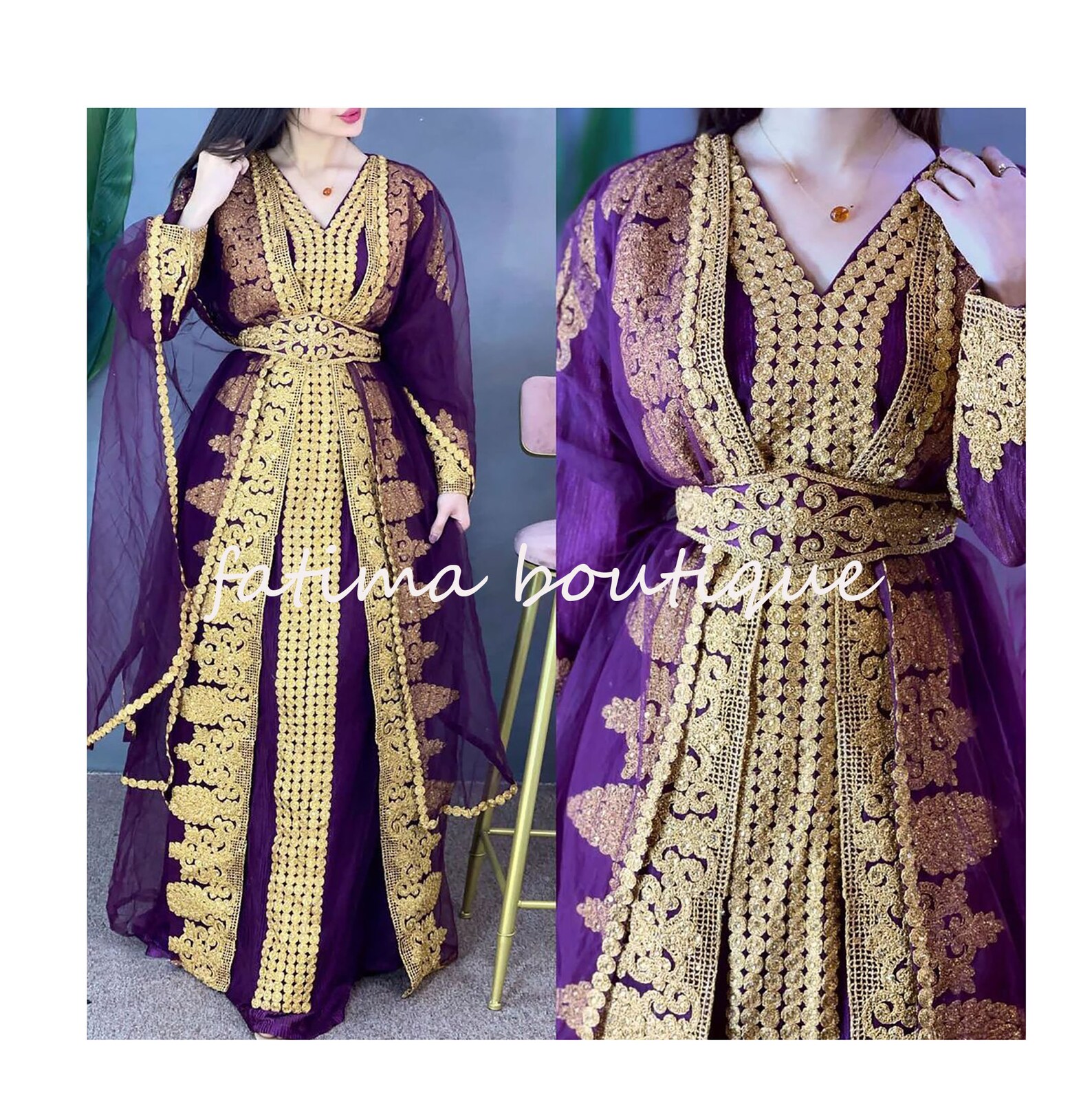 Sale Royal Dubai Ethnic Wear Moroccan Dubai Bedded Kaftan Etsy