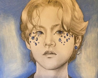 Taehyung BTS Portrait Drawing Print