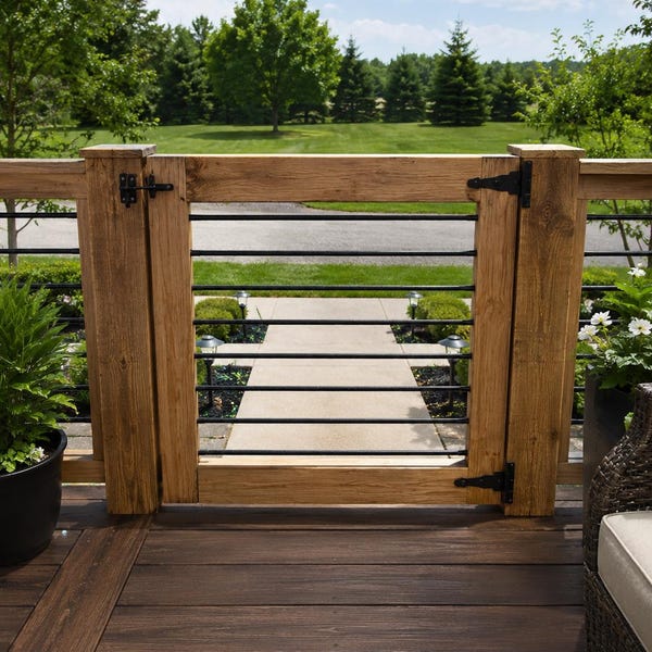 Custom Deck Gate with Rebar | Pressure Treated Outdoor Gate | Porch & Patio | Handmade in USA
