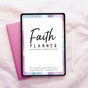 Faith-Based Planner Template for Christian Women | 12 Months | PDF & Canva Template + Bonus Inspire Cards | Daily, Weekly, Monthly Pages