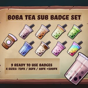 Boba Tea Sub / Bit Badges for Twitch - Bubble Pearls Jelly Drink Fast food à emporter