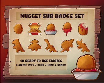 Nugget Sub / Bit Badges for Twitch - Dinosaur Chicken Fast Food Nuggies