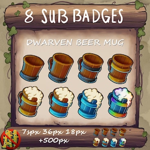 Badges secondaires pour chope de bière naine : emotes D&D Twitch