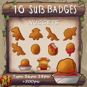Insignias de Nuggets/Bits para Twitch - Nuggies de comida rápida de pollo dinosaurio