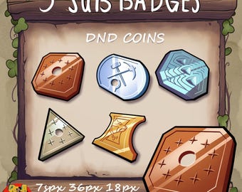 Dungeons and Dragons Coins Sub Badges: Twitch, Discord, YouTube Emotes